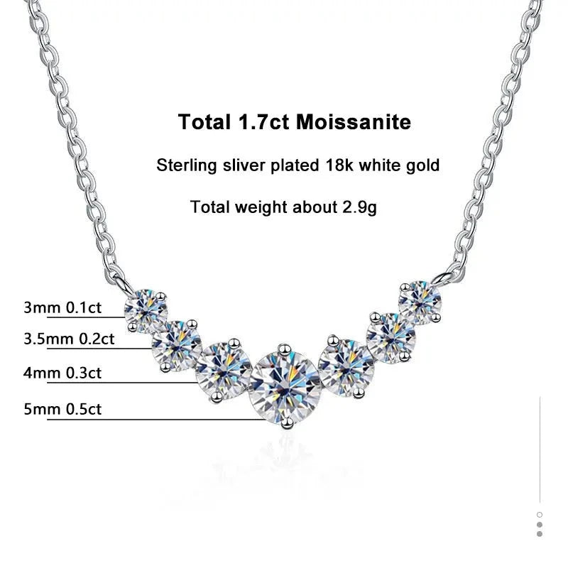 Moissanite Necklace for Woman Wedding Fine Jewely with Certificates 925 Sterling Sliver Plated 18k White Gold Necklace