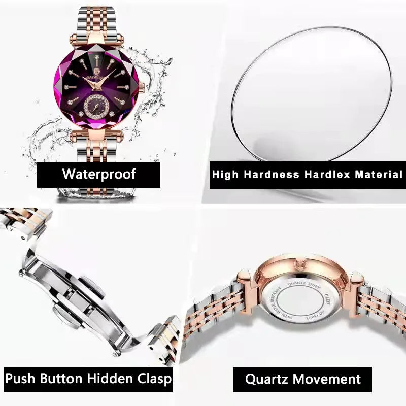 Luxury Watches For Ladies Stainless Steel Waterproof Quartz Female Wrist Watch  Gift+box