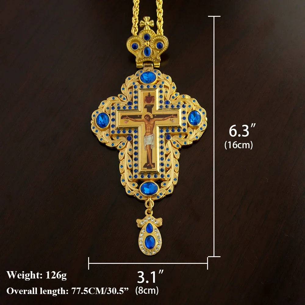 Religious Greek Orthodox Church Hollowing Process Bishop's Pectoral Cross Necklace for Ordination of Priest