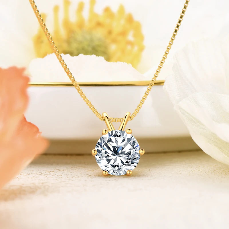 18K Gold Plated Jewelry Set 3.0ctw D Color Moissanite For Women OR Men Real 925 Silver Stud Earrings Pendant Necklace