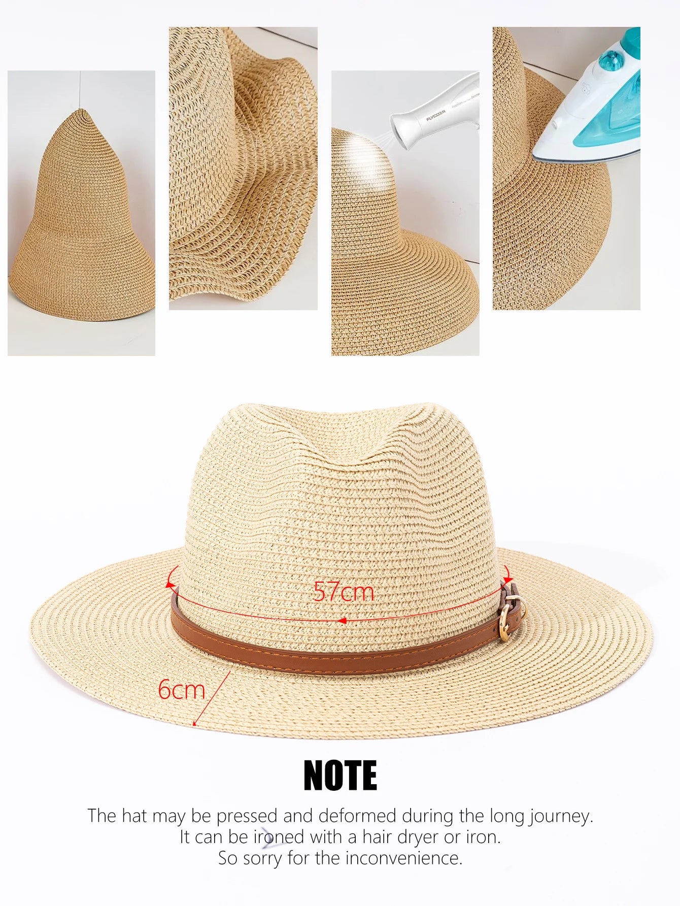Panama Straw Hat,  Jazz Top Hat, For Men & Women Straw Woven Fashionable Sun Protection