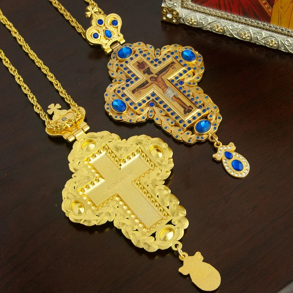 Religious Greek Orthodox Church Hollowing Process Bishop's Pectoral Cross Necklace for Ordination of Priest