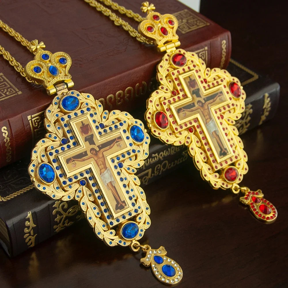 Religious Greek Orthodox Church Hollowing Process Bishop's Pectoral Cross Necklace for Ordination of Priest