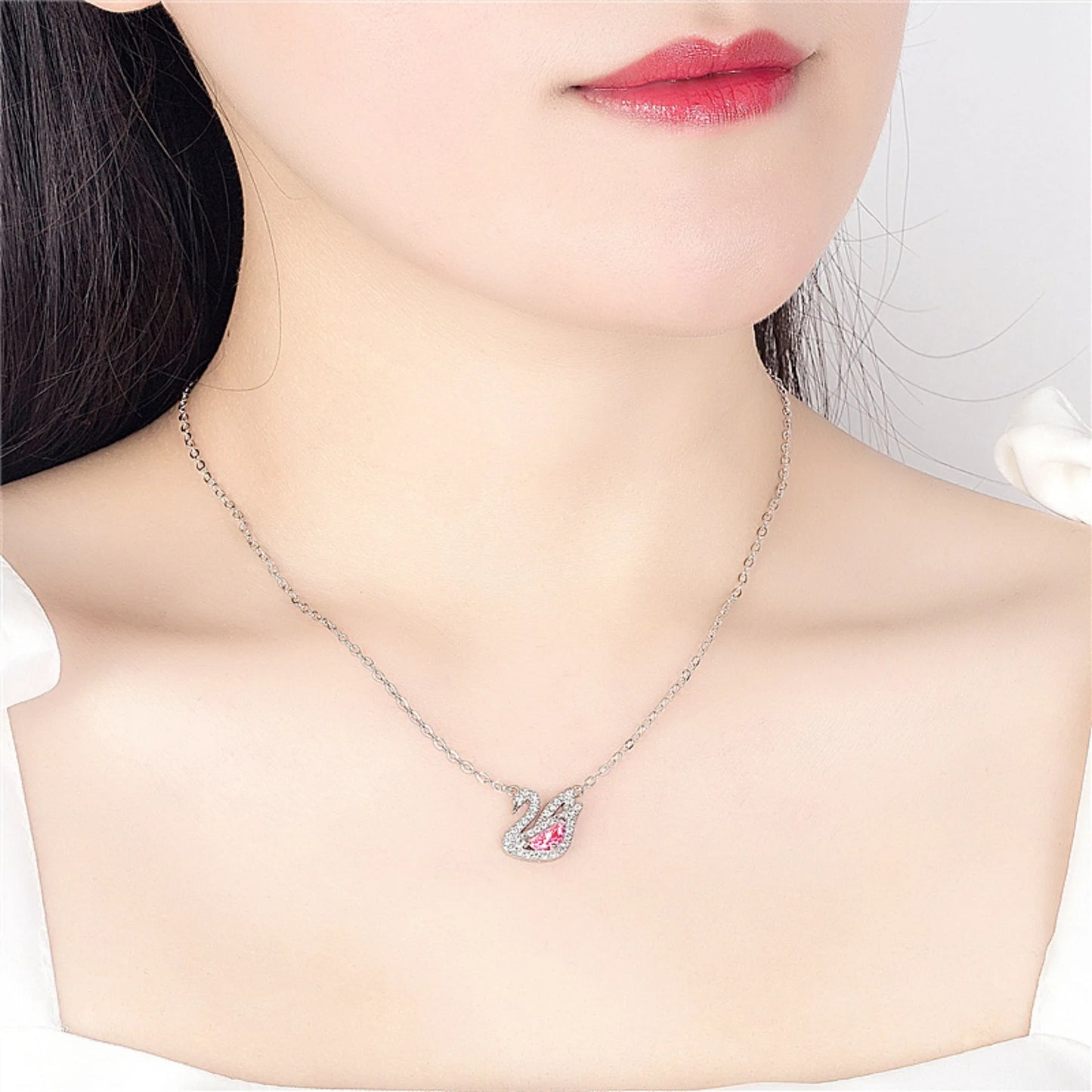 Pink Swan Necklace Pendant for Women and Girl in True Beauty